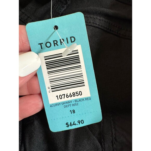 NEW Torrid Curvy Skinny Ankle Jeans Stretch Black Plus Size 18 Regular Dark Wash - Picture 9 of 11